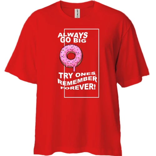 Футболка двонитка Oversize, Червоний, Always Go Big