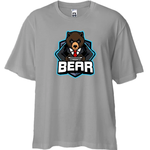 Футболка двунитка Oversize, Серый, Bear gamer 2