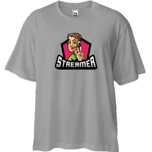 Футболка двунитка Oversize, Серый, Streamer