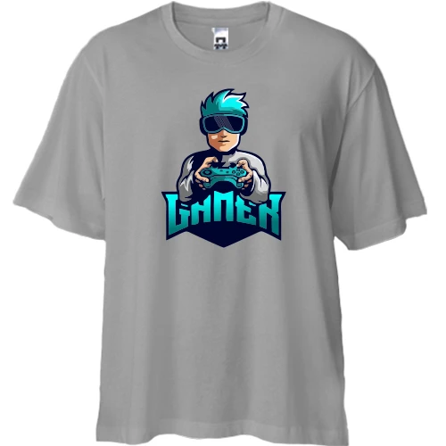 Футболка двунитка Oversize, Серый, Gamer