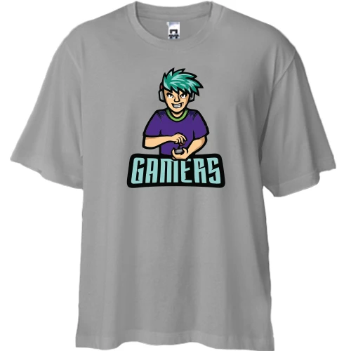 Футболка двунитка Oversize, Серый, Gamers