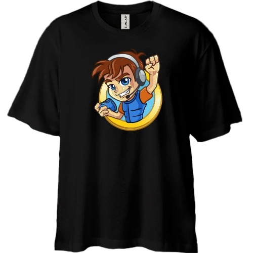Футболка двунитка Oversize, Черный, Gamer 2