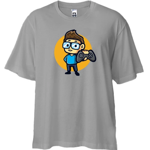 Футболка двунитка Oversize, Серый, Gamer 3