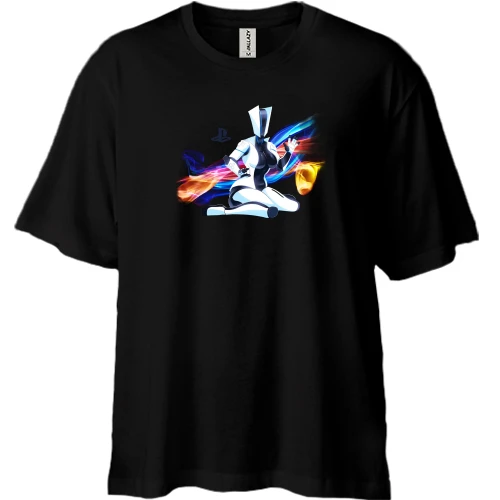 Футболка двунитка Oversize, Черный, Sony Playstation girl