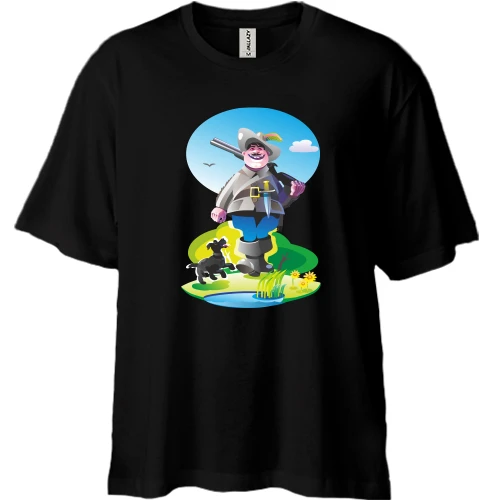 Футболка двонитка Oversize Мисливець з псом