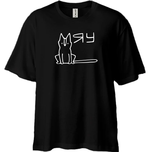 Футболка двунитка Oversize, Черный, МЯУ.