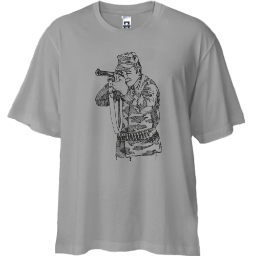 Футболка двонитка Oversize, Синій, мисливець цілиться