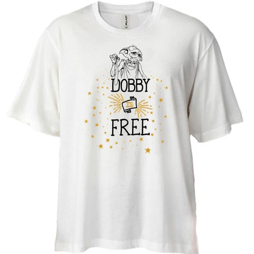 Футболка двонитка Oversize, Білий, Dobby is free - Добі вільний!