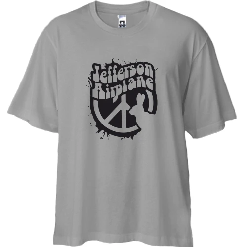 Футболка двунитка Oversize, Серый, Jefferson Airplane