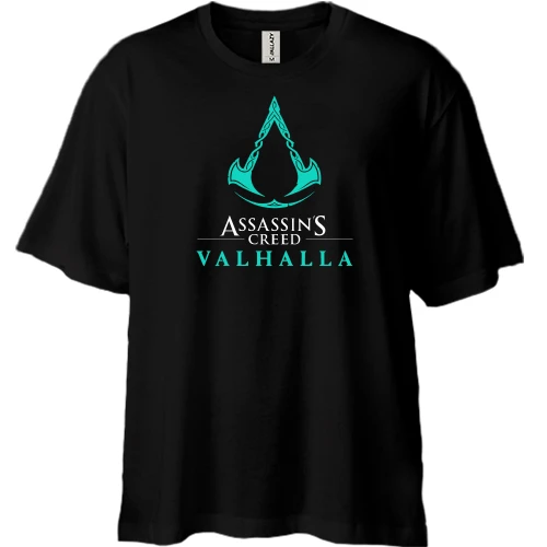 Футболка двунитка Oversize, Черный, Assassin's Creed Valhalla
