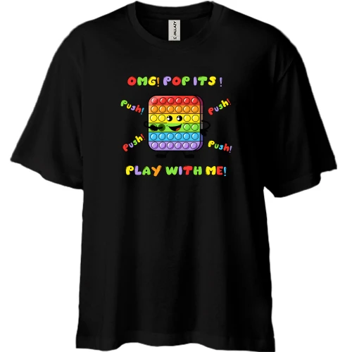 Футболка двунитка Oversize, Черный, Omg Pop It