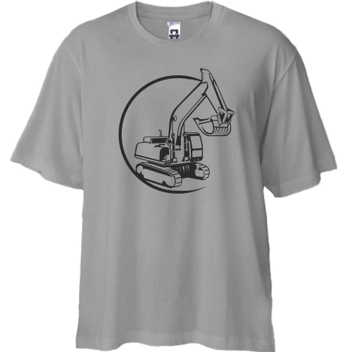 Футболка двунитка Oversize с экскаватором