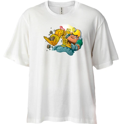 Футболка двунитка Oversize с экскаваторщиком