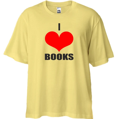 Футболка двонитка Oversize, Жовтий, I love books