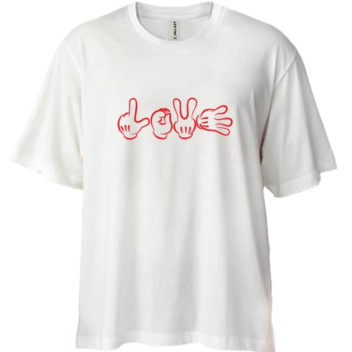 Футболка двунитка Oversize Love из рук Микки