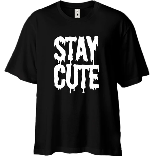 Футболка двунитка Oversize, Черный, stay cute