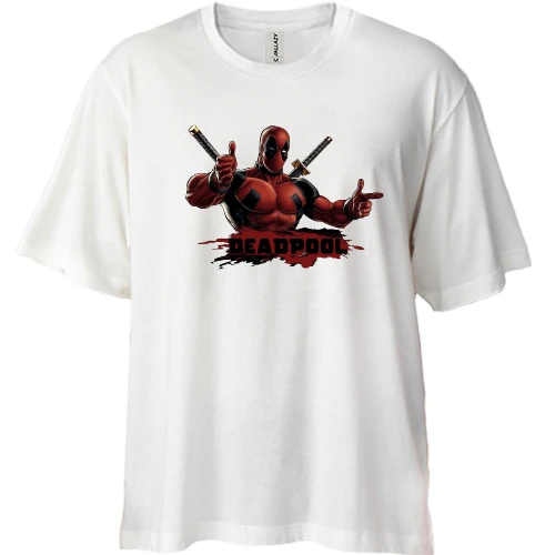 Футболка двунитка Oversize, Белый, DEADPOOL