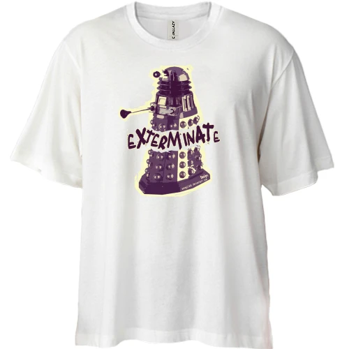 Футболка двунитка Oversize с рисованным Далеком и надписью «Exterminate»