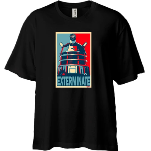 Футболка двунитка Oversize с Далеком и надписью «Exterminate» (Доктор Кто)