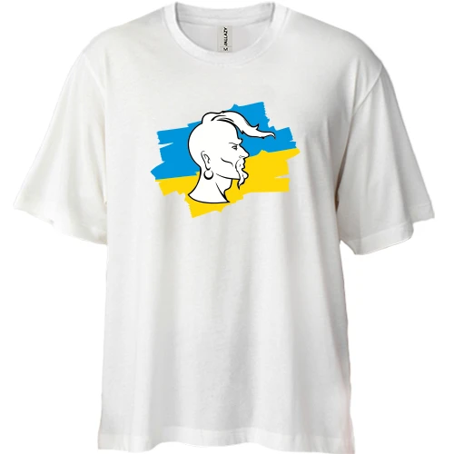 Футболка двунитка Oversize, Белый, Козак (силуэт)