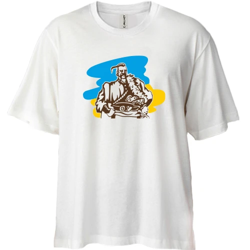 Футболка двонитка Oversize, Білий, Отаман (силует)