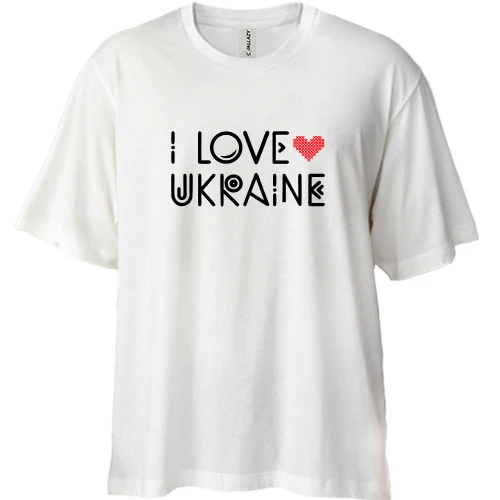 Футболка двунитка Oversize, Белый, I Love Ukraine (2)