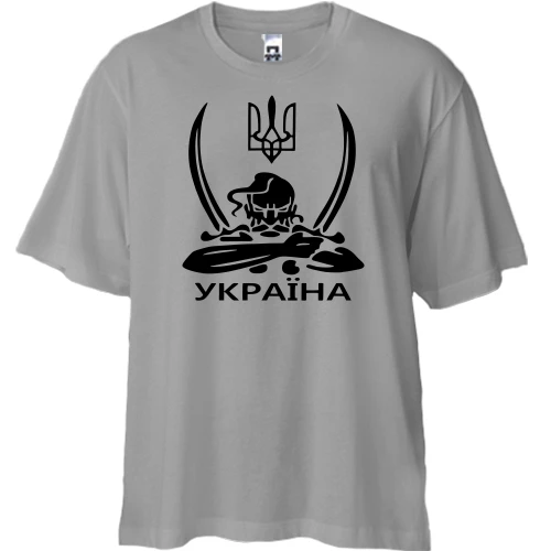 Футболка двонитка Oversize Україна (козак з шаблями)