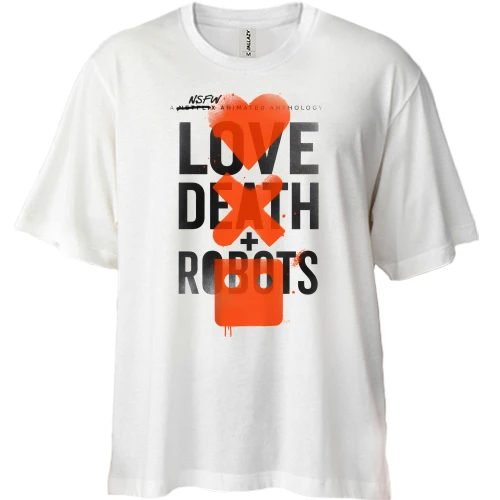 Футболка двунитка Oversize, Белый, LOVE DEATH + ROBOTS