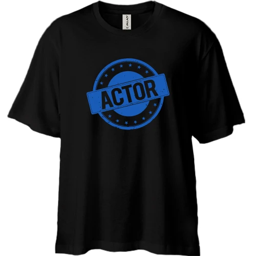 Футболка двунитка Oversize, Черный, для актёра с печатью "ACTOR"