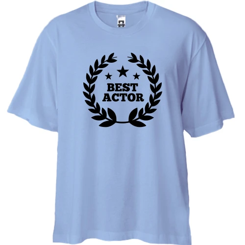 Футболка двунитка Oversize, Синий, для актёра с венком "BEST ACTOR"