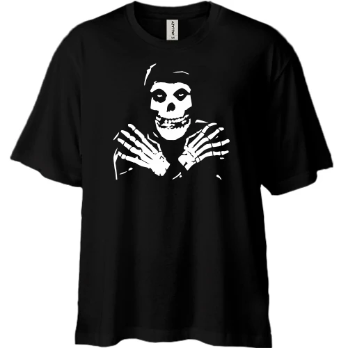Футболка двунитка Oversize, Черный, The Misfits (скелет)