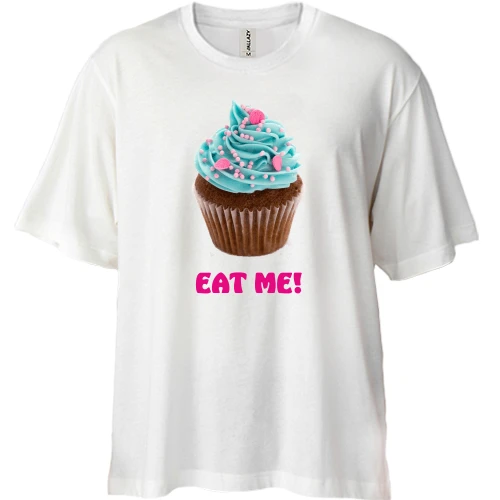 Футболка двунитка Oversize, Белый, Eat me!