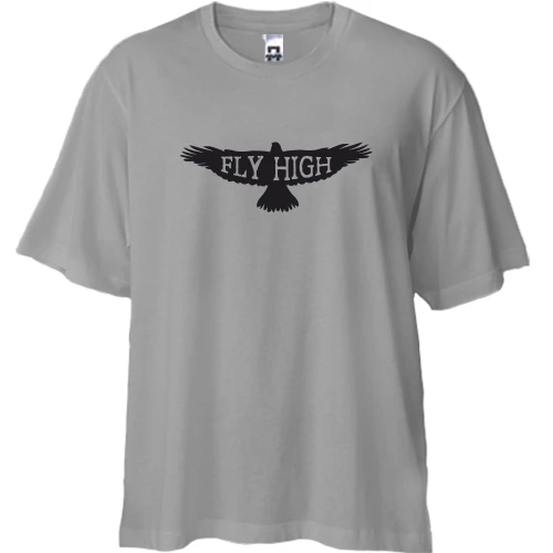 Футболка двунитка Oversize, Серый, Fly high