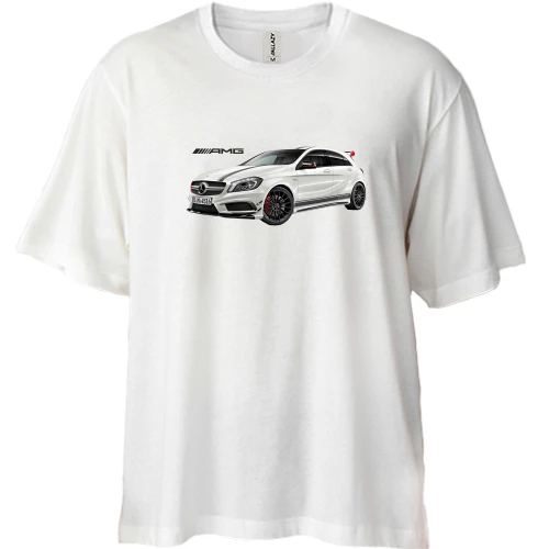 Футболка двунитка Oversize, Белый, Mercedes AMG