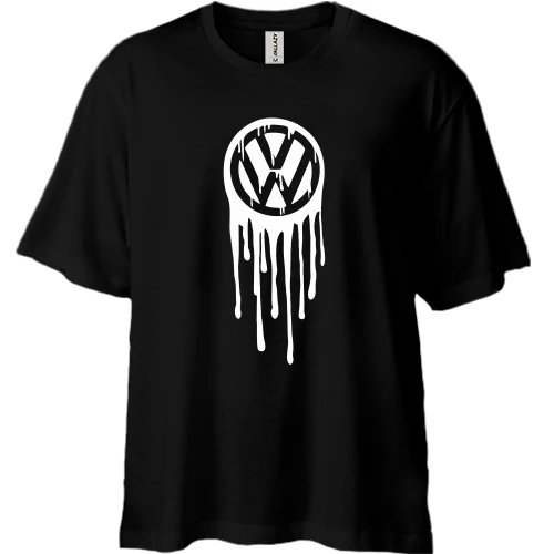 Футболка двунитка Oversize, Черный, Volkswagen с потеками