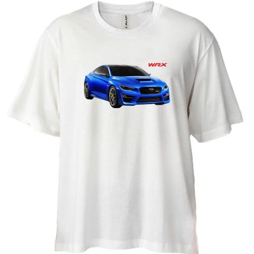 Футболка двунитка Oversize, Белый, SUBARU WRX