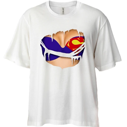 Футболка двунитка Oversize с бюстгальтером superman