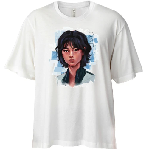 Футболка двунитка Oversize, Белый, Игра в кальмара (Кан Сэ Бёк)