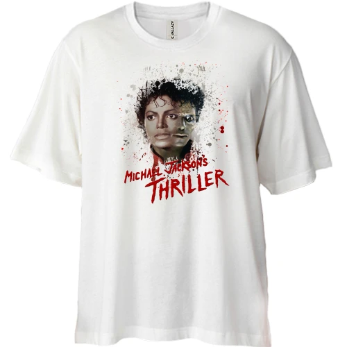 Футболка двонитка Oversize, Білий, Michael Jackson Thriller