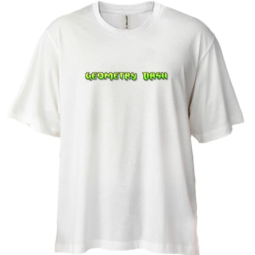 Футболка двунитка Oversize, Белый, Geometry Dash Logo