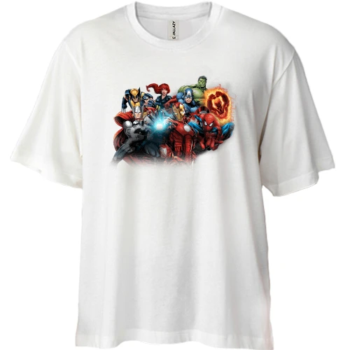 Футболка двунитка Oversize, Белый, marvel heroes
