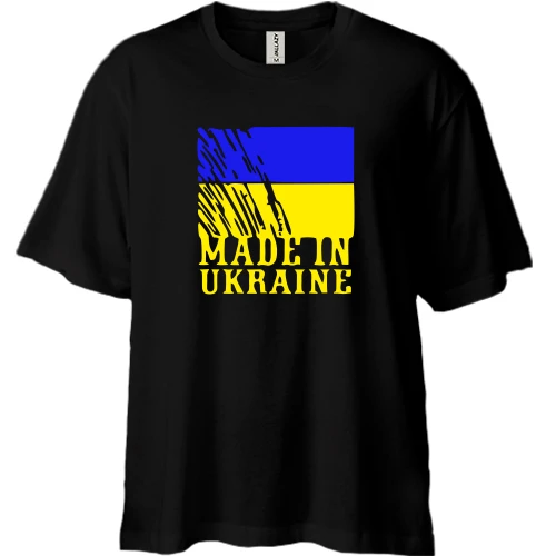 Футболка двунитка Oversize, Черный, Made in Ukraine (с флагом)
