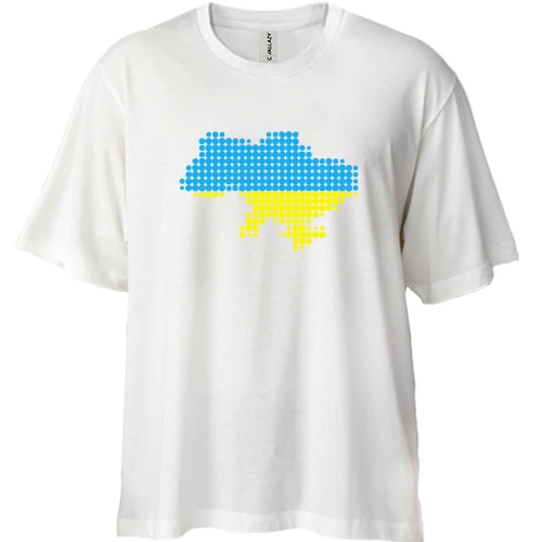Футболка двонитка Oversize, Білий, Стилізована мапа України