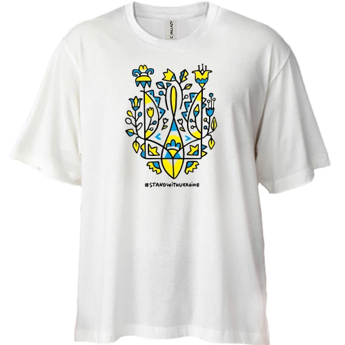 Футболка двунитка Oversize с гербом Украины - #StandWithUkraine