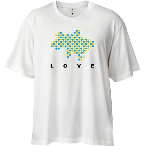 Футболка двонитка Oversize, Білий, Love Ukraine з мапою України