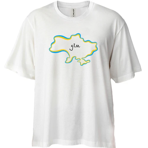 Футболка двонитка Oversize, Білий, з мапою України - Дім