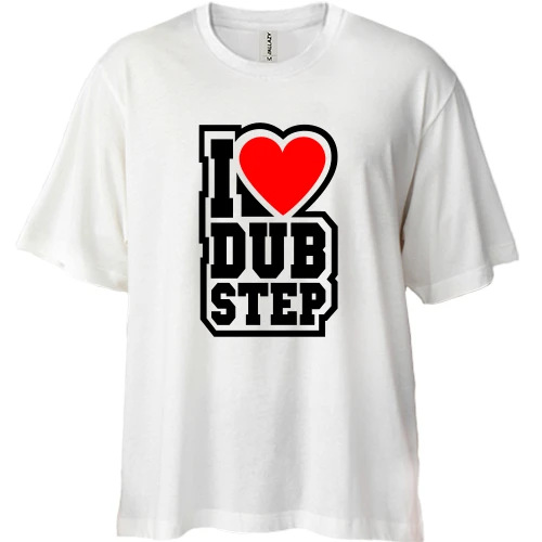 Футболка двонитка Oversize, Білий, I love dub step
