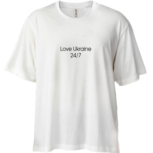 Футболка двонитка Oversize, Синій, Love Ukraine 24/7