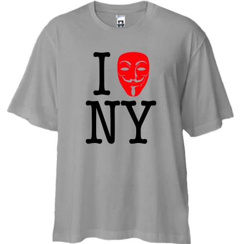 Футболка двонитка Oversize, Сірий, I Anonymous NY