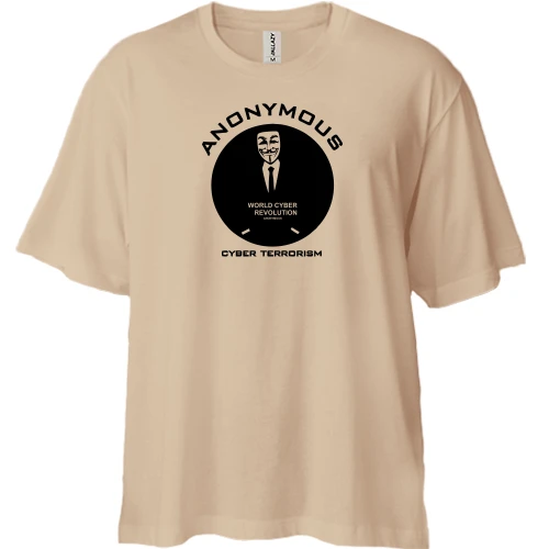 Футболка двунитка Oversize, Белый, Anonymous World Cyber Revolution